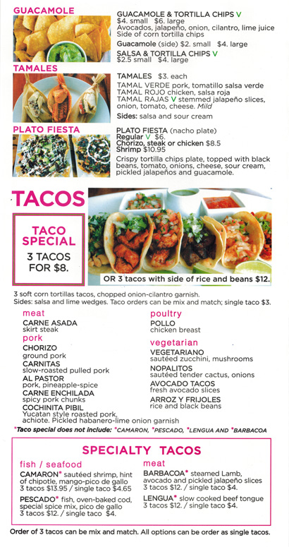 La Casa de Los Tacos Menu