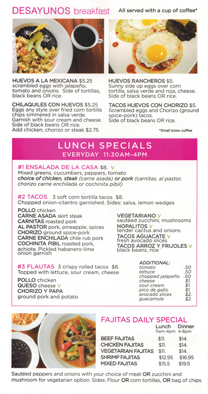 La Casa de Los Tacos Menu