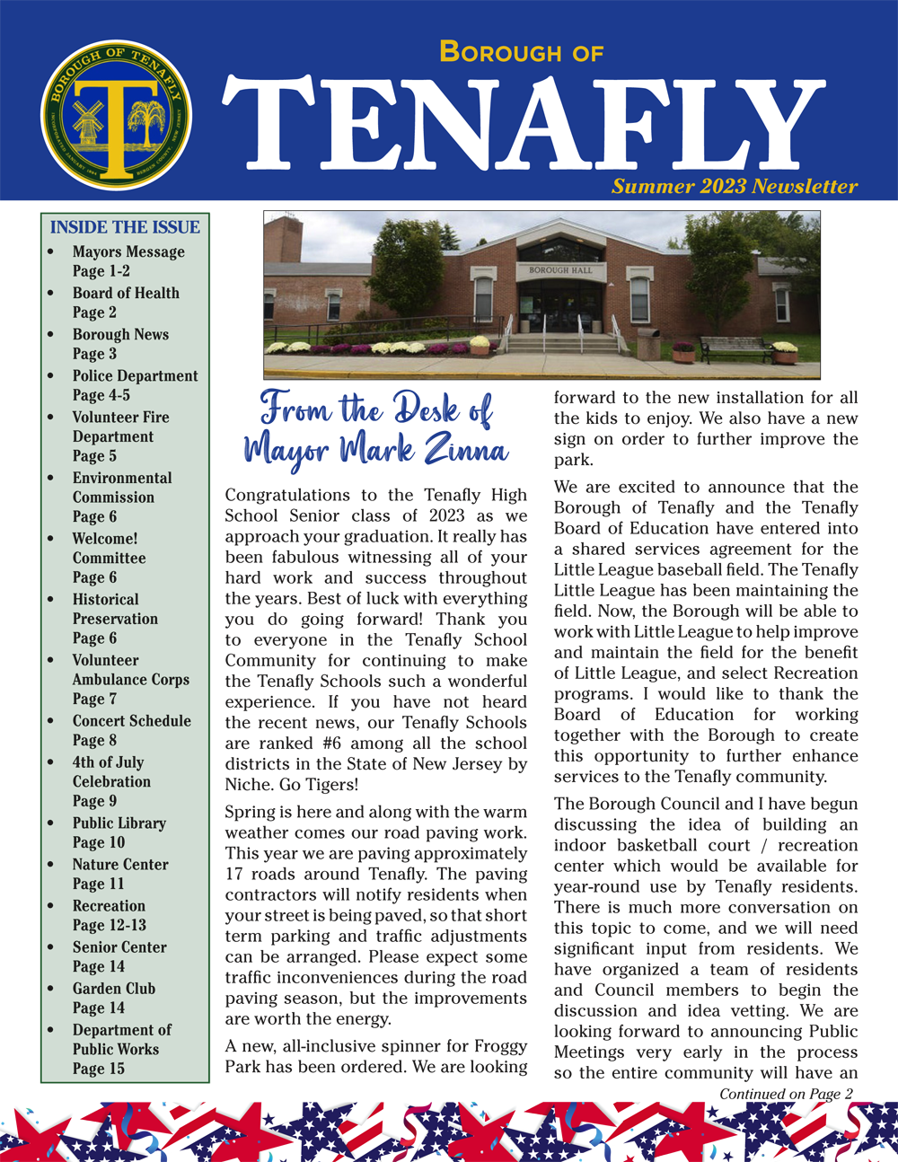 Tenafly 2023 Summer Newsletter