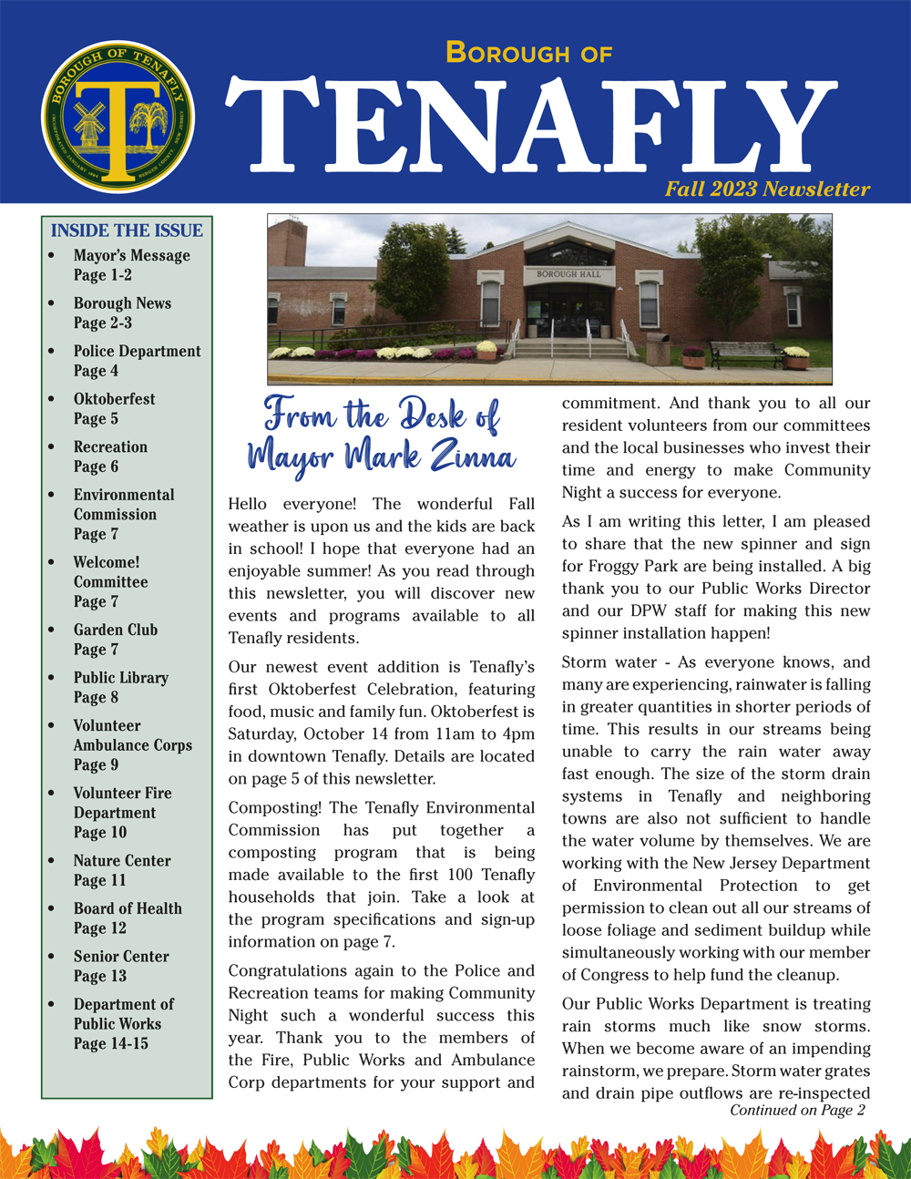 Tenafly 2023 Fall Newsletter