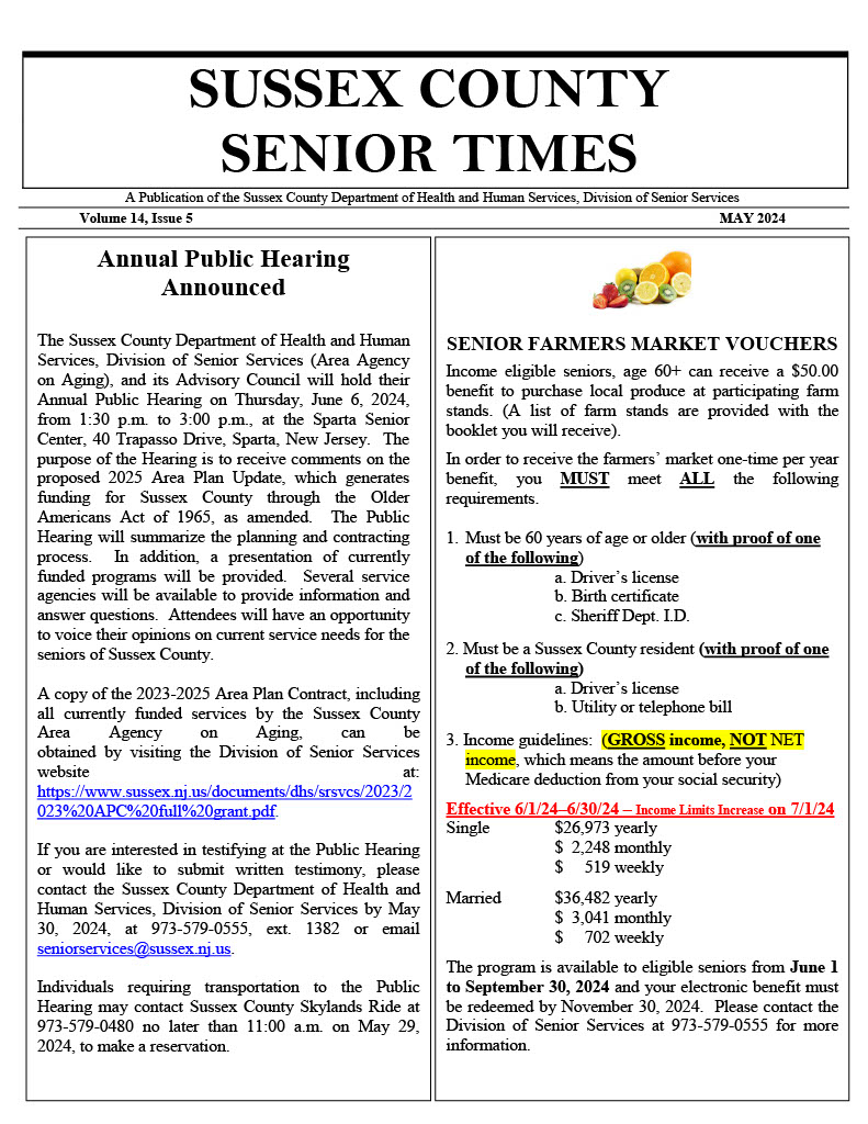 Senior Times Newsletter - May 2024