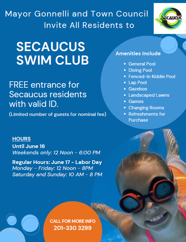 Secaucus Swim Club Information - Summer 2024