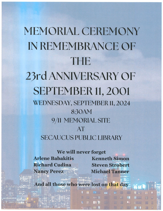 9/11 Memorial Ceremony at the Secaucus Public Library