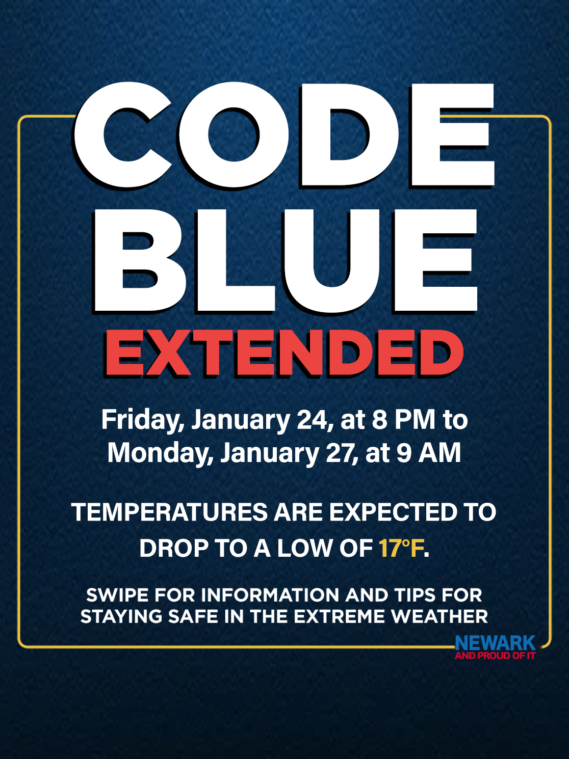 Newark Extending “Code Blue” Until Monday, January 27