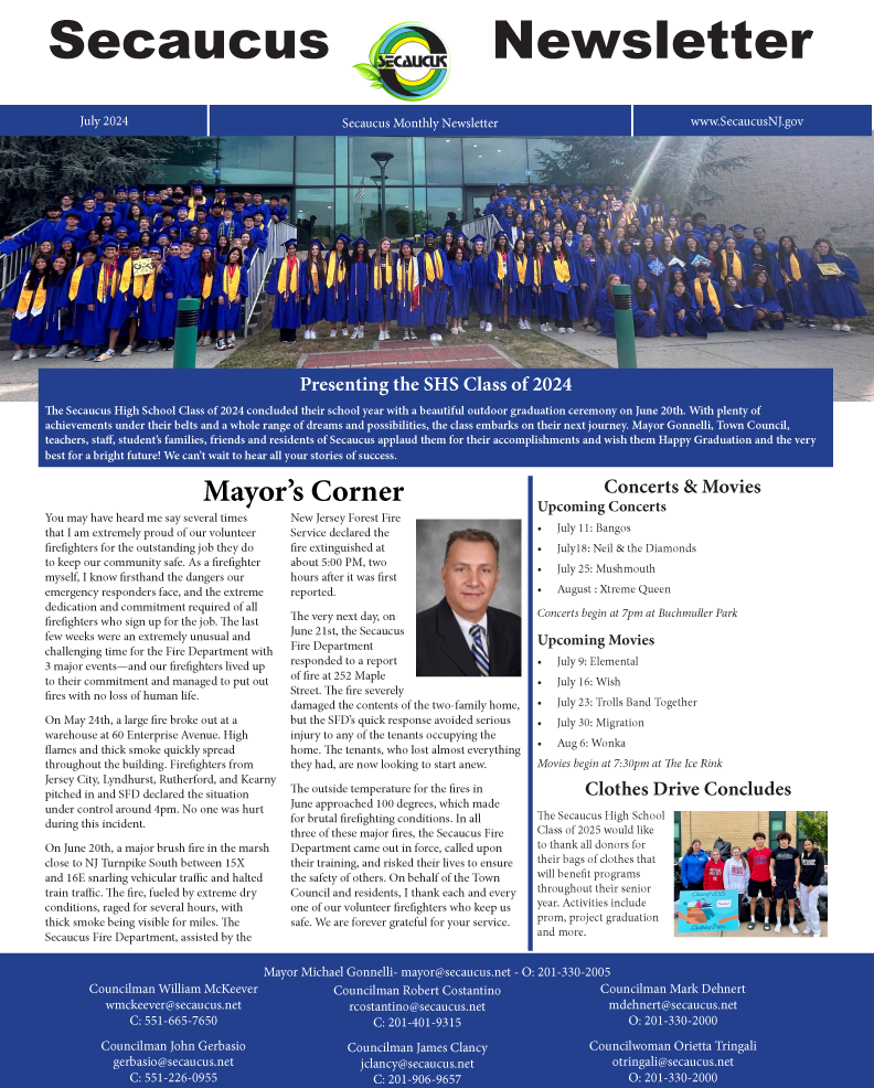 July 2024 Secaucus Newsletter